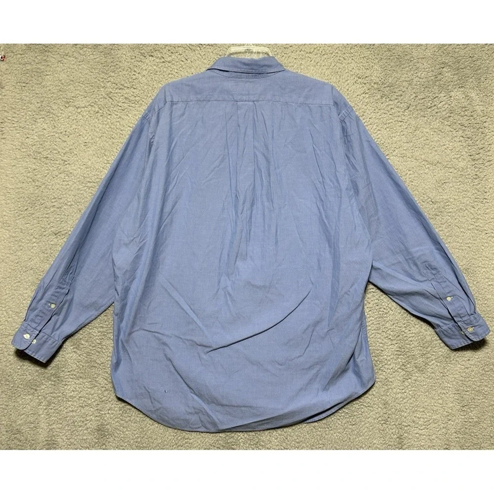 Ralph‎ Lauren Yarmouth Cotton Oxford Blue Classic Mens Long Sleeve 17 34/35 Polo